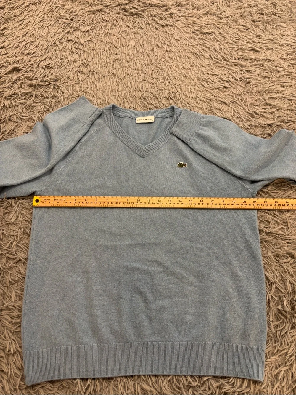 Lacoste Sport Men’s Blue Cashmere V-Neck Sweater Medium Presidents Cup Golf USA